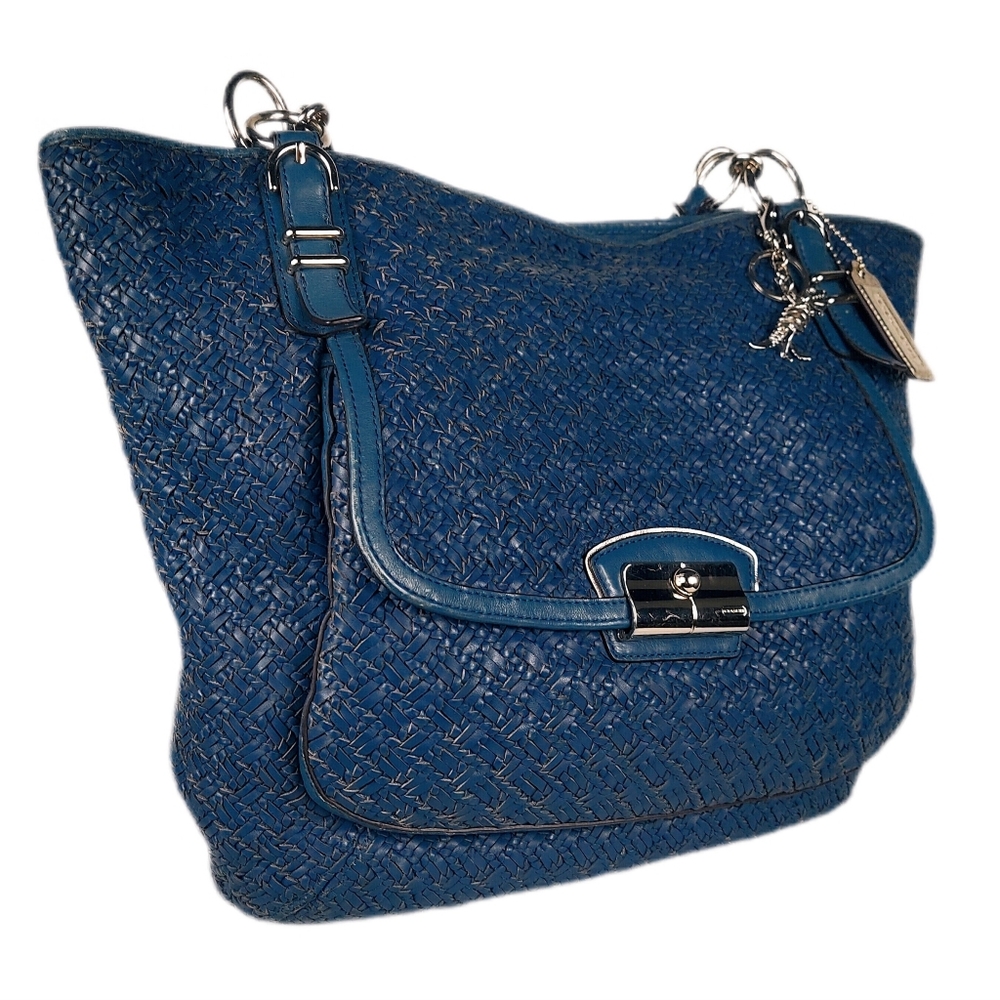 XLG COACH RARE/HTF LUXURY KNOT WEAVE KRISTIN TOTE w/COACH REXY CHARM - Picture 6 of 9